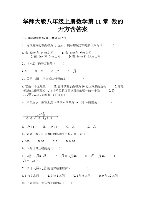 华师大版八年级上册数学第11章 数的开方含答案(审定版)