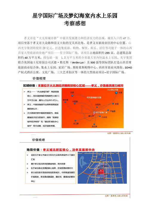 星宇国际广场及梦幻海室内水上乐园考察感想