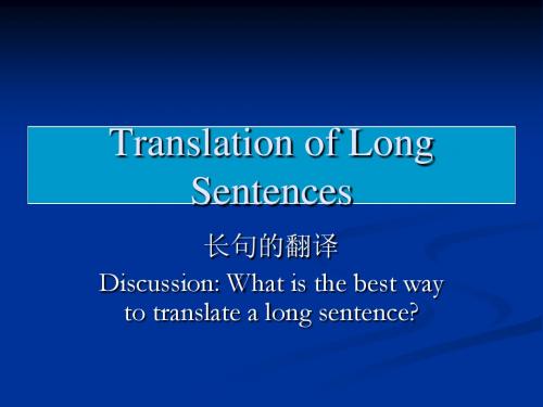 Lecture 14 Long Sentences