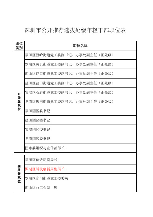 处级公选职位表