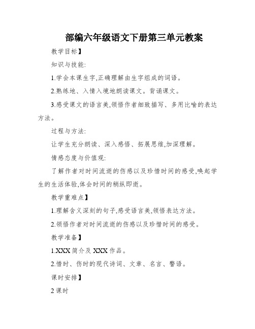 部编六年级语文下册第三单元教案