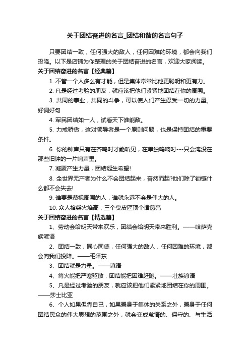 关于团结奋进的名言_团结和谐的名言句子