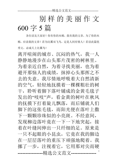 别样的美丽作文600字5篇