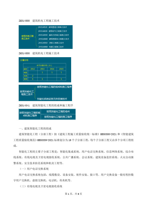 2H314040建筑智能化工程施工技术(一)——机电精讲班讲义资料文档
