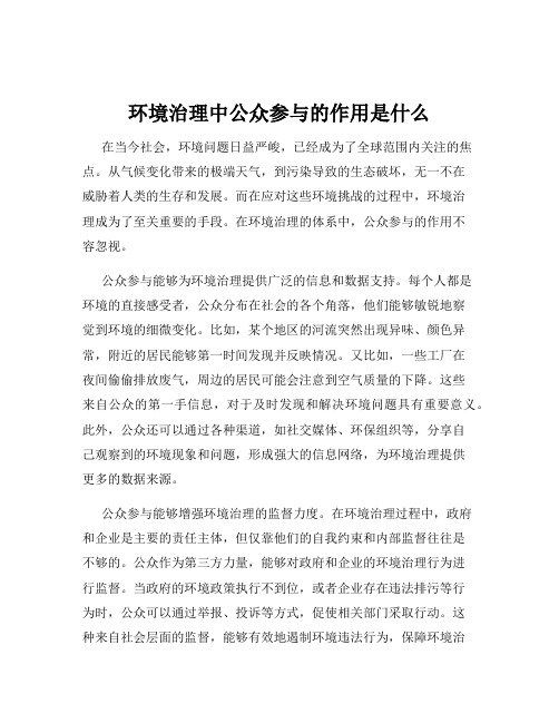 环境治理中公众参与的作用是什么