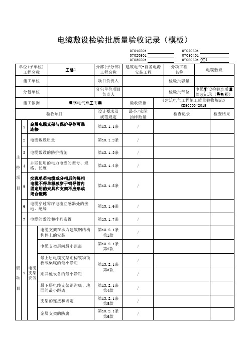 电缆敷设检验批质量验收记录(模板)