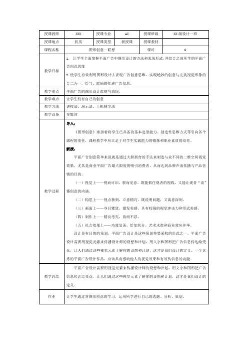 中等职业教育学校中职备课AI教案：图形创意—联想