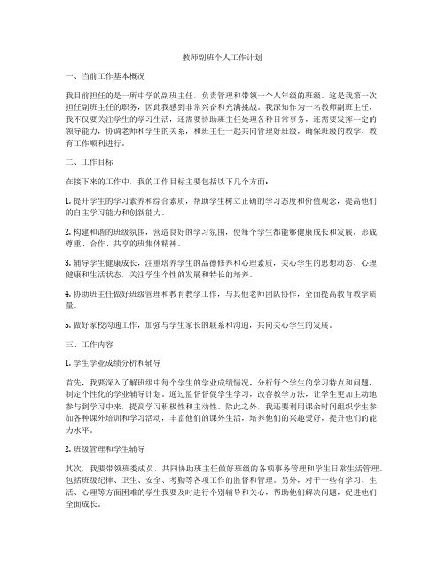 教师副班个人工作计划