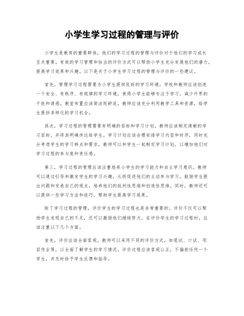 小学生学习过程的管理与评价