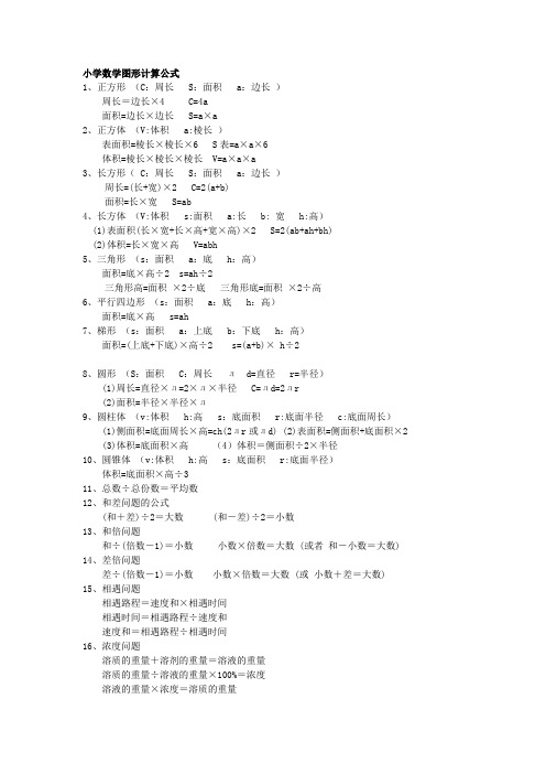 小学数学图形计算公式打印版