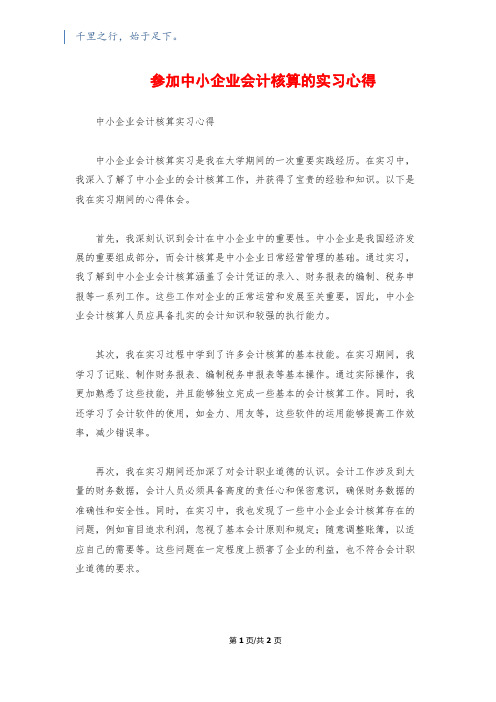 参加中小企业会计核算的实习心得