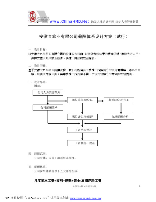 某旅游企业薪酬体系设计方案