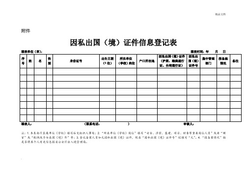 因私出国(境)证件信息登记表