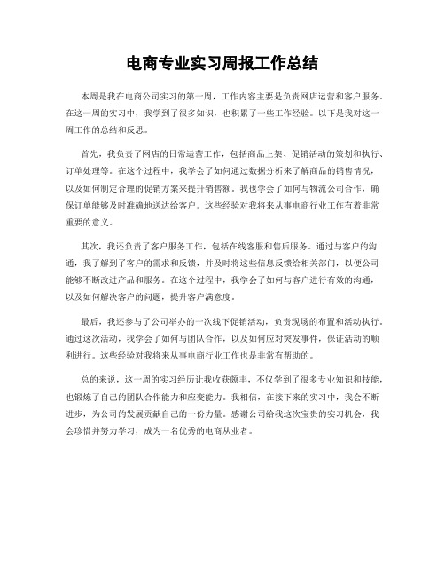 电商专业实习周报工作总结