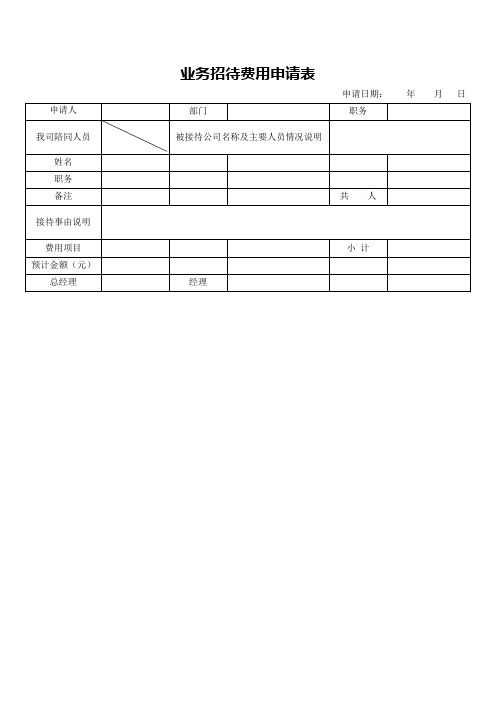 业务招待费用申请表