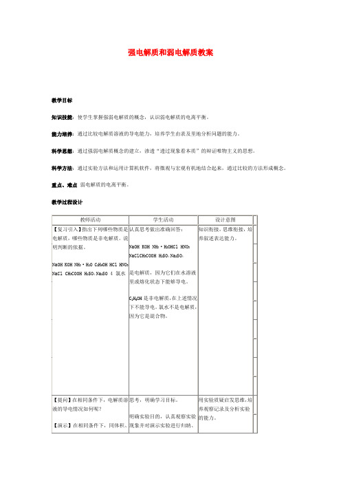 强电解质和弱电解质教案