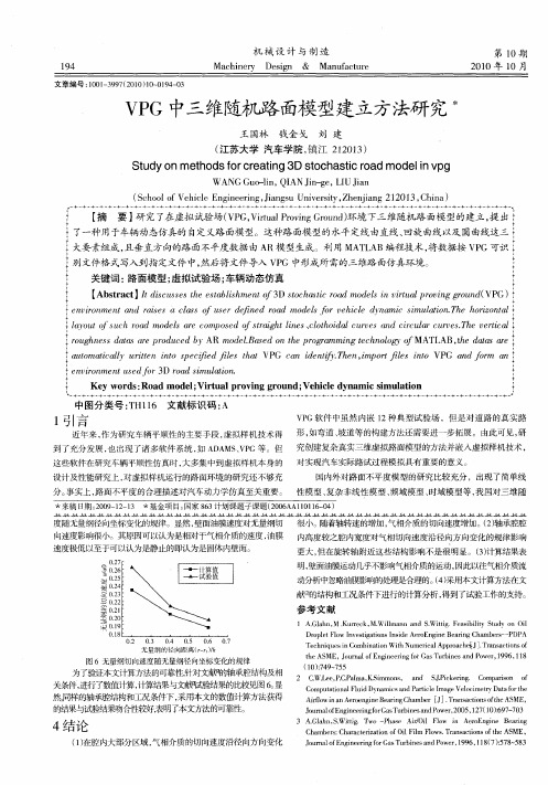 VPG中三维随机路面模型建立方法研究