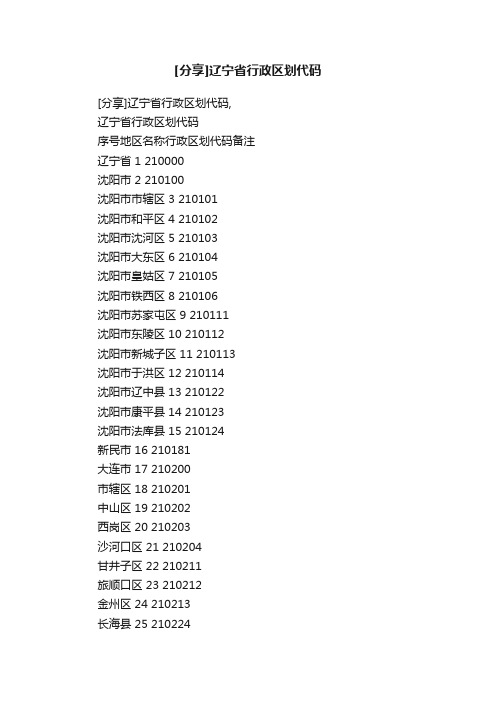 [分享]辽宁省行政区划代码