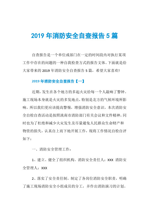 2019年消防安全自查报告5篇