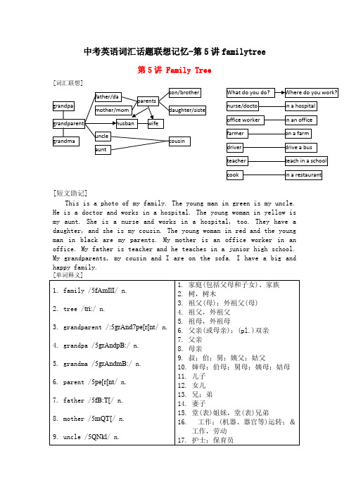 中考英语词汇话题联想记忆-第5讲familytree