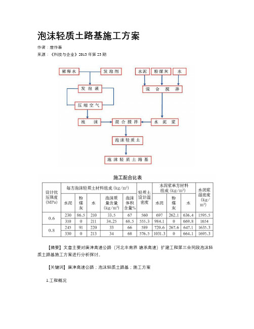 泡沫轻质土路基施工方案