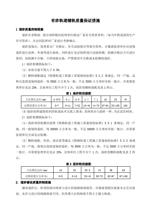 有砟轨道铺轨质量保证措施