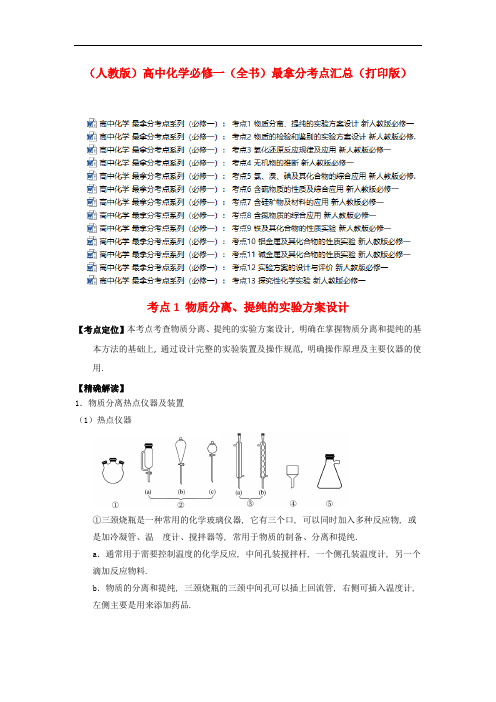 (人教版)高中化学必修一(全书)最拿分考点全集(打印版)