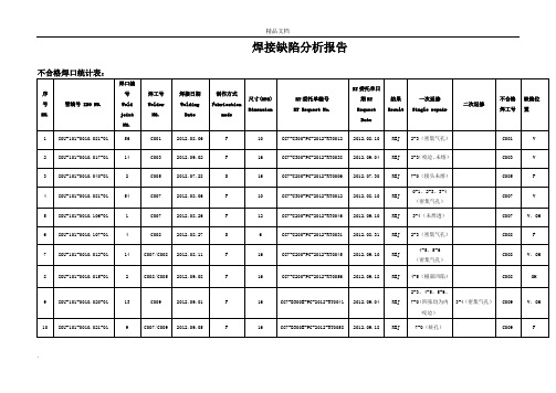 焊接缺陷分析报告