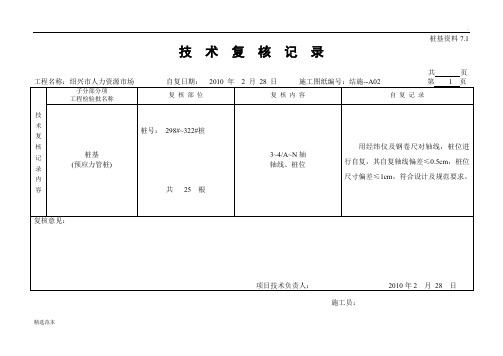 桩基资料(技术复核记录)