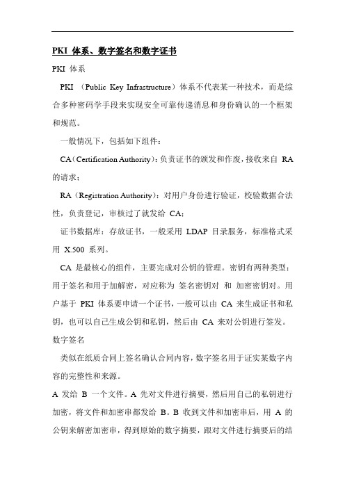 PKI 体系、数字签名和数字证书