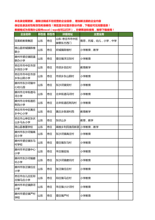 新版山东省枣庄小学教育工商企业公司商家名录名单联系方式大全42家