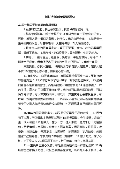 越长大越孤单说说短句