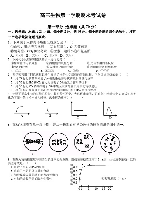 高三生物第一学期期末考试卷