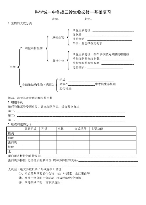 高中生物必修一易错、易混知识点