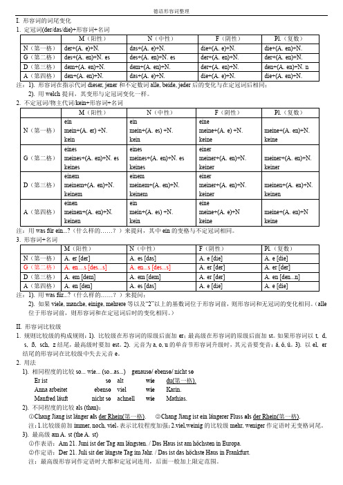 德语形容词相关知识点整理