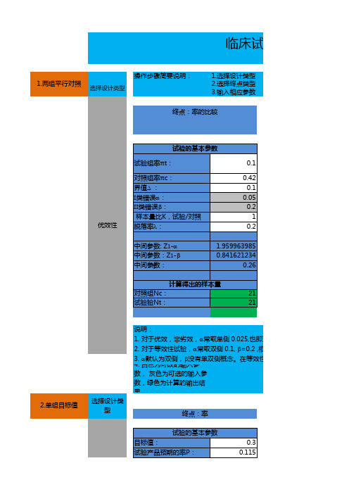 临床实验样本量计算器