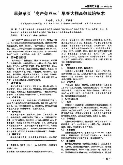 早熟菜豆‘高产架豆王’早春大棚高效栽培技术