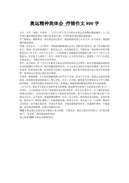 奥运精神我体会_抒情作文800字