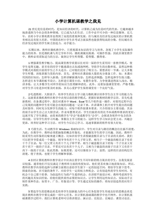 小学计算机课教学之我见