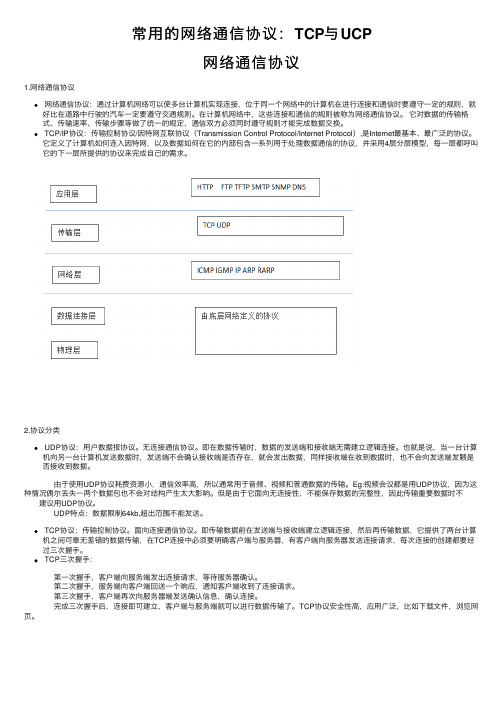 常用的网络通信协议：TCP与UCP