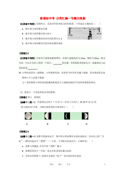 新课标中考物理模拟试卷_分类汇编—专题光现象