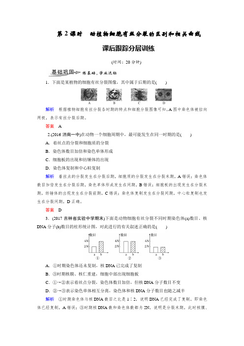 课时作业8：6.1.2 动植物细胞有丝分裂的区别和相关曲线