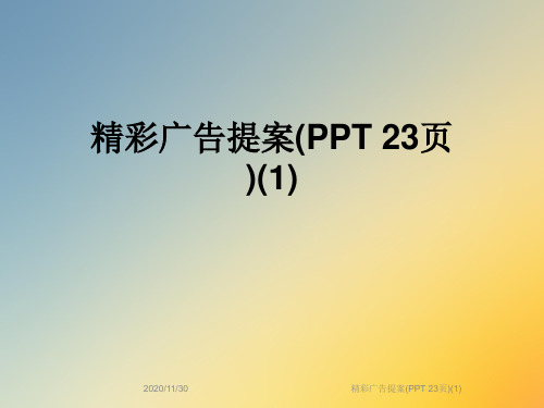 精彩广告提案(PPT 23页)(1)