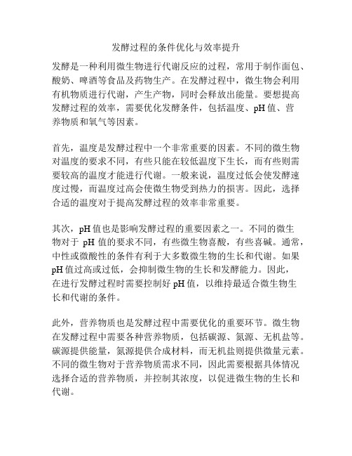 发酵过程的条件优化与效率提升