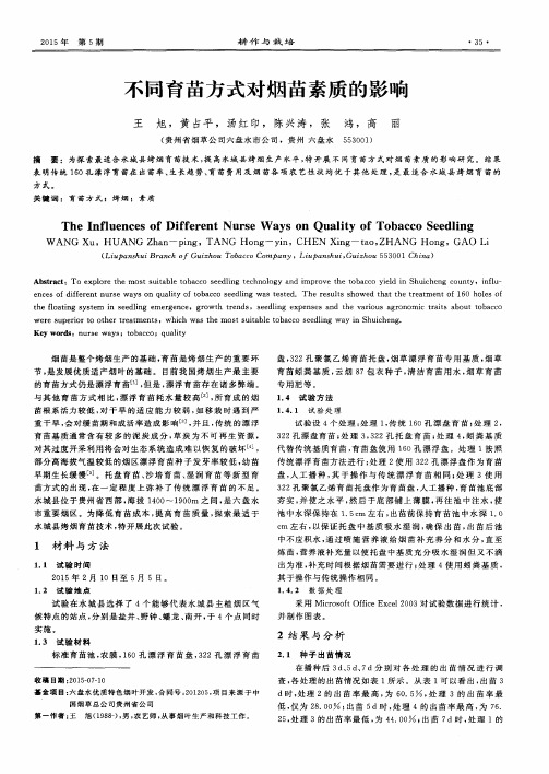 不同育苗方式对烟苗素质的影响