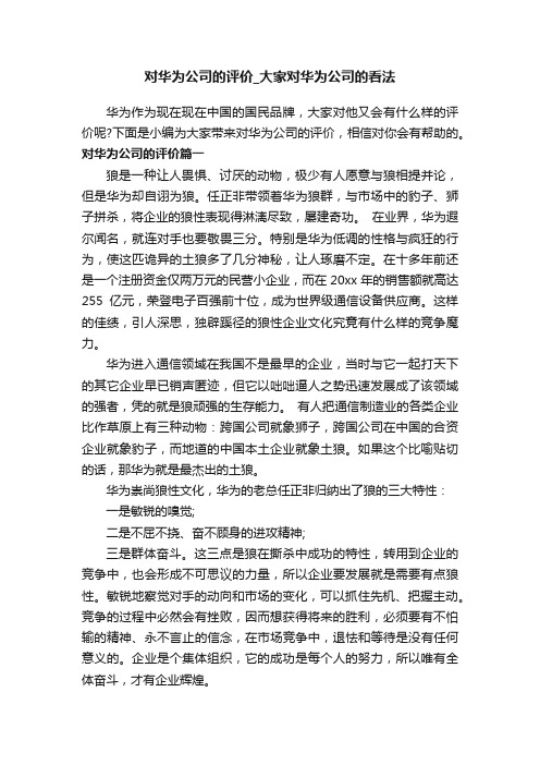 对华为公司的评价_大家对华为公司的看法