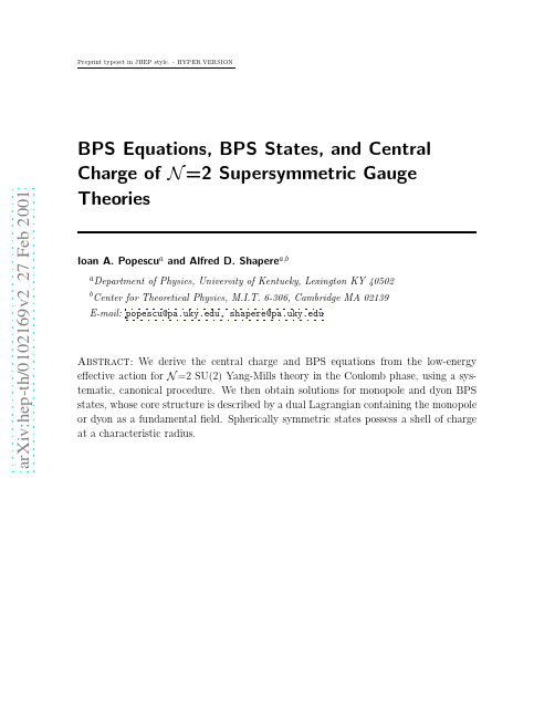 BPS Equations, BPS States, and Central Charge of N=2 Supersymmetric Gauge Theories