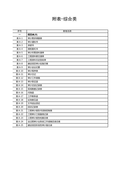 建设项目全过程跟踪审计表格-综合类