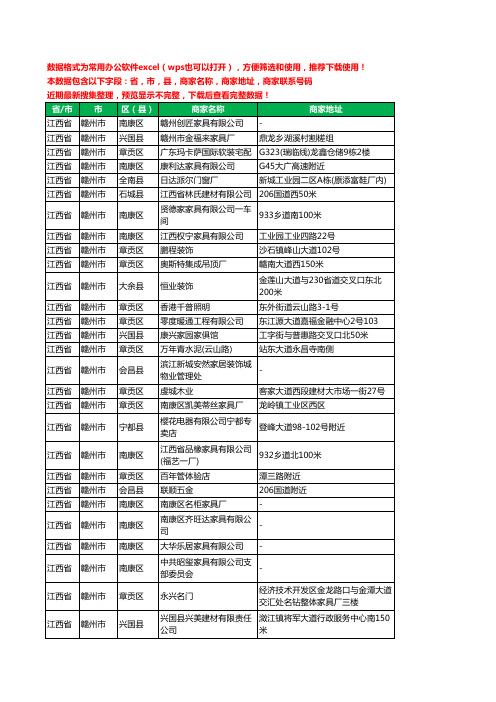 2020新版江西省赣州市家具有限公司工商企业公司商家名录名单黄页联系电话号码地址大全2386家