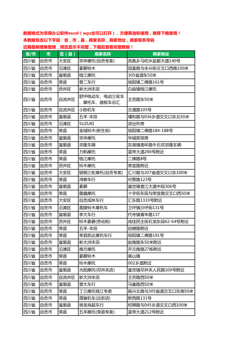 2020新版四川省自贡市摩托车工商企业公司商家名录名单黄页联系电话号码地址大全147家